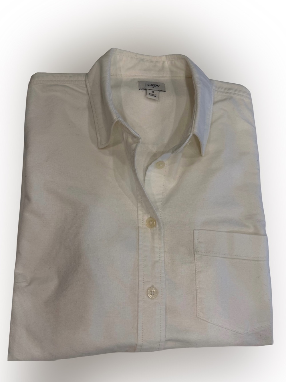 J Crew Women’s White Cotton Oxford Shirt Button down Pocket Sz S EUC